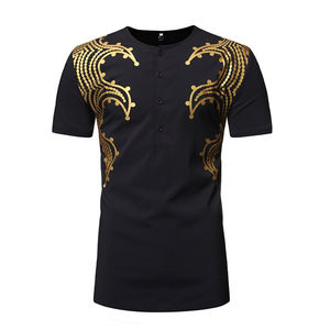 OEM Haute Qualité Nouveau Design Vêtements Décontractés Couleur Unie Épaule Imprimé T-shirt Nouveau Design Maille Imprimée Chemises - Product Image 1