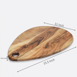 Tabla de cortar de madera de acacia de forma ovalada profesional con mango Tabla de cortar de cocina personalizada para uso en utensilios de cocina - Product Image 4