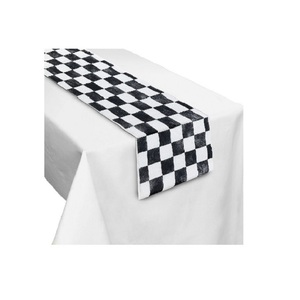 Eco Conscious 100% Coton Brodé Golf Style Géométrique 14x72 Inch 180 GSM GOTS Certified Hotel Bulk Table Runners - Product Image 1