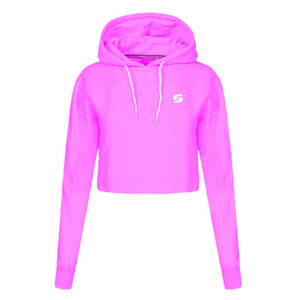 Sudadera con capucha de manga larga para mujer, de algodón y poliéster transpirable, jersey liso personalizado, Top corto - Product Image 6