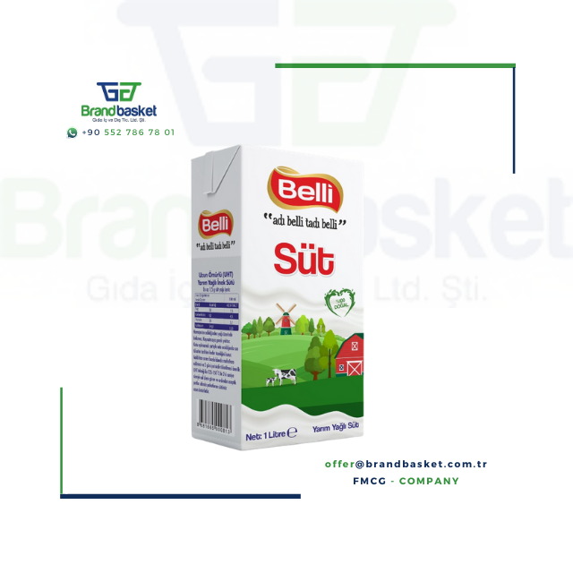 Молочко Belli 1 литр, полуобезжиренное молоко