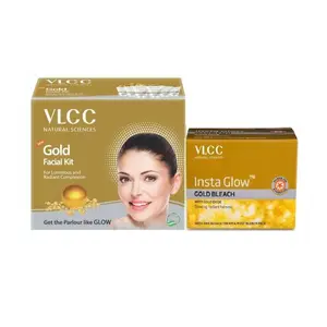 Bộ Mặt Vàng VLCC Và Chất Tẩy Trắng Combo-Bộ Mặt Tại Nhà-Herbal Face Bleach-Bộ Dụng Cụ Chăm Sóc Da Sử Dụng Một Lần-Kem Tẩy Trắng Da