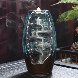 Nouveau refoulement en céramique brûleur d'encens cascade cônes d'encens oudh arôme luxe encens fontaine brûleur refoulement