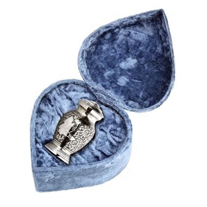 Silver Baby Cremation Urn Heart Shape Velvet <b>Box</b> American Style Eco-Friendly Durable 3 Cubic Inch Capacity Customizable Design - Product Image 2