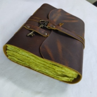 B4 Vintage en cuir véritable Journal fait à la main blanc Deckle bord papier PU couverture avec Antique serrure à clé marron cahier journal pour cadeau