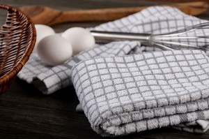 Serviette de cuisine éponge 100% coton personnalisable avec motif à carreaux tissé et logo personnalisé - Product Image 2