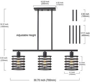 <span class=keywords><strong>Lampadari</strong></span> industriali della fattoria degli apparecchi di illuminazione del pendente dell'isola della <span class=keywords><strong>cucina</strong></span> industriale del ferro nero rustico di 3 luci per il ristorante - Product Image 2