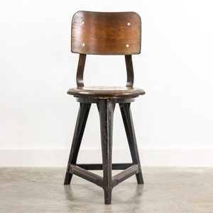Industrial Metal & <b>Wooden</b> <b>Vintage</b> Dining <b>Chair</b> - Product Image 1