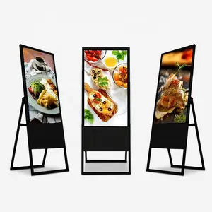 Layar Pemasaran Lipat Pemutar Iklan Dalam Ruangan Poster Digital Video Hd Layar Monitor Lcd Baterai Portabel