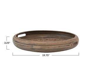 Bandeja de servicio de ratán hecha a mano en color marrón con marco de madera perfecta para bandeja de servicio de hogar y cocina - Product Image 1