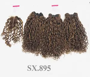 Ekstensi rambut keriting hitam selaras kutikula tunggal tidak rontok tanpa sisa kusut nama vendor rambut manusia