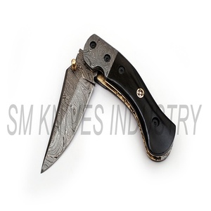 Couteau pliant artisanal en acier Damas fabriqué par Sm Knives Industry (smk1264) - Product Image 4