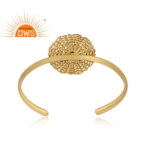 Bracelet manchette en argent 925 plaqué or, style bohème tressé, avec grenat, collection délicate, collection vintage - Product Image 3