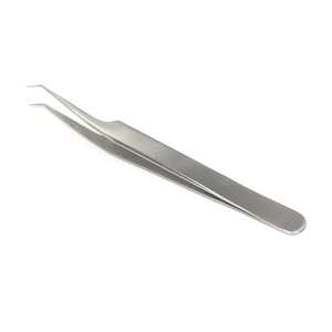 Pinzas para pestañas postizas personalizadas, color plata y acero inoxidable, con nombre de marca y embalaje, venta al por mayor - Product Image 1