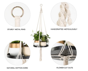 Macramé En Bois Étagère Murale Décorer Tapisserie - Product Image 3