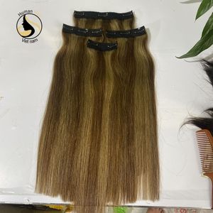 Meilleur Vente Cuticules Alignés Vierge Cheveux Extensions Clip Dans Droit En Soie Double Drawn Cheveux Clip Dans Les Extensions 100% de Cheveux Humains - Product Image 6