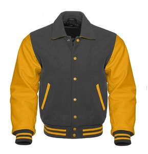 Veste universitaire de haute qualité grande taille pour hommes avec manches en laine et cuir style Letterman de baseball en gros - Product Image 1