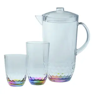 Acrylic rainbow water pitcher and tumbler