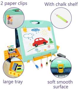 Estante de mesa de doble cara blanco y <span class=keywords><strong>pizarra</strong></span> caballete de arte tablero de escritura portátil juegos de mesa de arte juguetes educativos para niños y niñas - Product Image 6