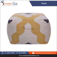 Poufs en coton tissés à la main au design moderne, rembourrés de billes de polystyrène, forme rectangulaire, motif abstrait, utilisation intérieure/extérieure, personnalisable