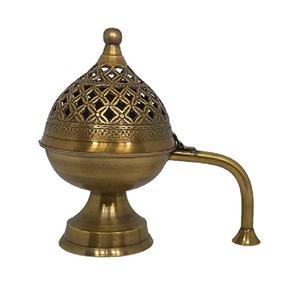 Quemador de incienso de latón industrial con mango de gran oferta de la mejor calidad, quemador de incienso de latón dorado al por mayor, quemador de incienso antiguo de latón - Product Image 2