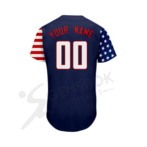 เสื้อเบสบอลที่กำหนดเองขายส่งผู้ชายสหรัฐอเมริกาอเมริกา Sublimated พิมพ์น้ำหนักเบาระบายอากาศเบสบอลย์100% โพลีเอสเตอร์ - Product Image 5