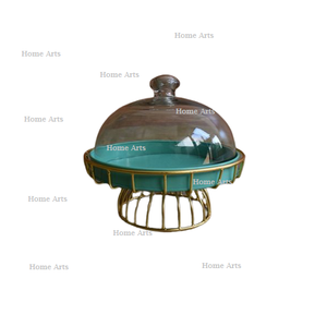 Serviteur à gâteau en métal de dernière génération avec couvercle en verre, qualité supérieure, taille personnalisée, support à dessert pour un usage domestique - Product Image 1