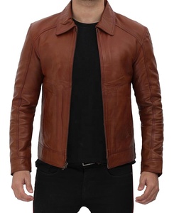 Veste en cuir à col montant d'hiver léger de haute qualité pour hommes pas cher prix nouveau élégant imperméable et coupe-vent - Product Image 1
