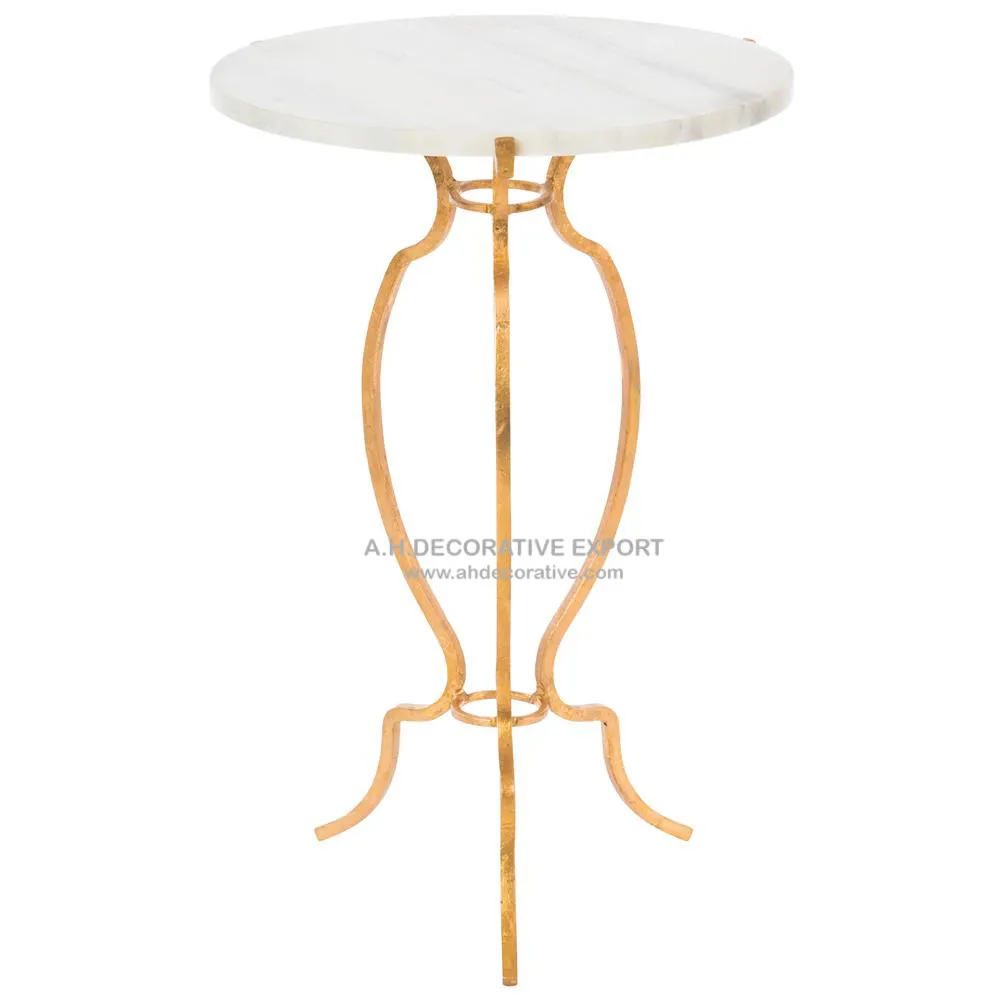 Mesa de perna de metal redonda com design novo, mesa decorativa para casa e cozinha com mármore branco