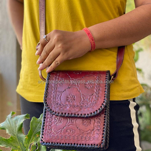 Bolso de mano de cuero de búhos, bandolera de hombro hecha a mano, estilo indio - Product Image 3