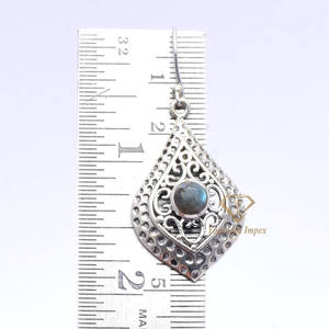 Preciosos pendientes de gancho de Plata de Ley 925 con piedras preciosas de labradorita natural Diseño de gota y colgante de moda para fiestas y regalos - Product Image 2