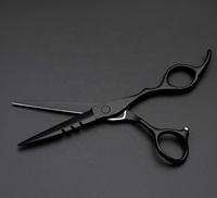 Ensemble de ciseaux de coiffeur professionnels en titane noir et or 2 pièces avec étiquettes et couleurs personnalisées