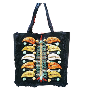 Bolso de yute multicolor bohemio BANJARA hecho a mano | bordado y con cuentas | cierre abierto | listo para festivales | moda femenina - Product Image 2