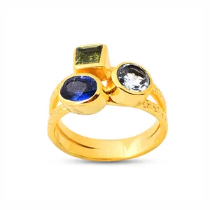 Multi Stone ring 18k gold plated manufacturer handmade band ring low price sterling silver jewelry casa de plata