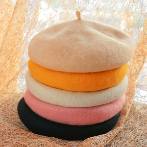 Chapeau béret d'<span class=keywords><strong>hiver</strong></span> en laine feutrée personnalisé pour femmes vente en gros - Product Image 4