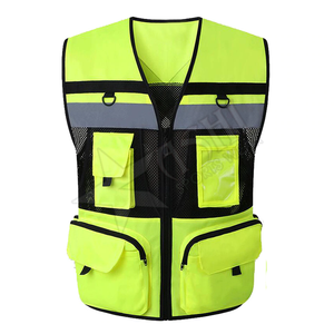 Gilet de sécurité haute visibilité personnalisable veste de travail en polyester respirant poches zippées rayures réfléchissantes maille haute visibilité - Product Image 5