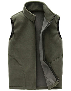 Gilet polaire sans manches zippé décontracté pour homme grande taille, respirant, en coton écologique, accessoire de vêtement d'extérieur pour l'hiver - Product Image 5