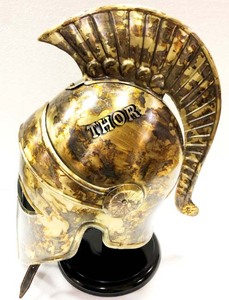 Casque d'armure médiévale de la reine antique roi Léonidas grec spartiate 300 casque romain support en bois noir métal acier impression - Product Image 2