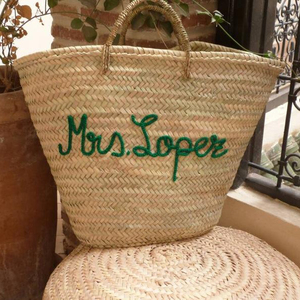 Cesta marroquí de paja hecha a mano con gran belleza - Product Image 1