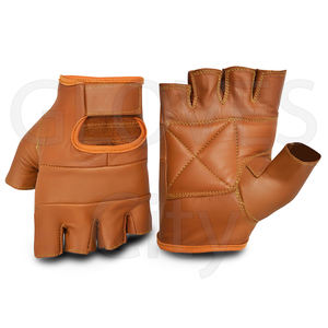 Unisex Half-Finger Fitness <b>Gloves</b> Full <b>Leather</b> Protective Equipment for Gym Workouts and Competitions From <b>GLOVES</b> City - Product Image 3