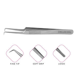 Stainless Steel Eyelash Extension Tweezer with Finger Grip Design Private Label, Top Quality Eyelash Extension Tweezer - Product Image 1