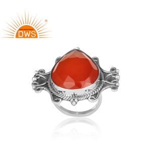 Boohoo-Anillo de cóctel de GEMA de ónix roja Natural, proveedor de joyería oxidado, diseño de plata 925 - Product Image 2