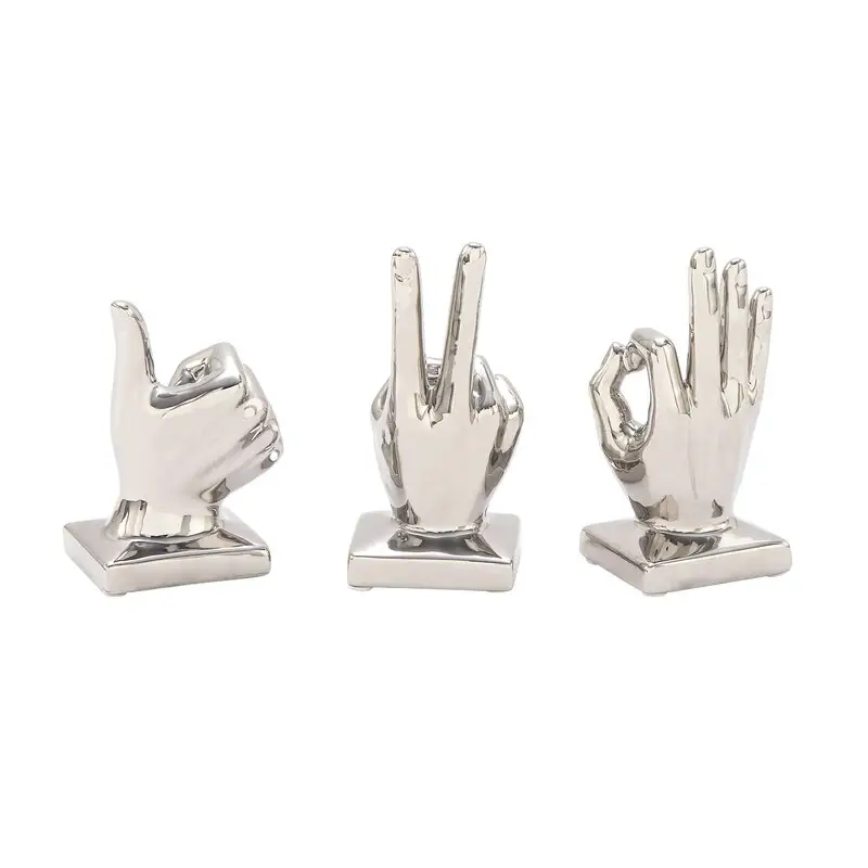 2023 Hot Selling Groothandel Lage Prijs Zilver 7 "3 Stuk Aluminium Handbord Sculptuur Set Voor Thuis Bureau Decoratie