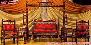 ชุดชิงช้าไม้สไตล์ฮินดูแบบดั้งเดิมการแต่งงานแบบดั้งเดิมของอินเดียอุปกรณ์ตกแต่งงานแต่งงานสไตล์วินเทจสำหรับพิธีแต่งงาน - Product Image 5