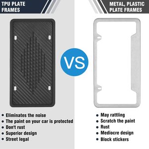 Marcos de matrícula para coche, 2 cubiertas de placa de matrícula, Universal, EE. UU., negro, TPU, soporte de matrícula - Product Image 5