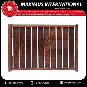 Juego de bandejas decorativas de madera con diseño Art Deco, forma cuadrada, multifuncional para servir desayuno y té - Product Image 3