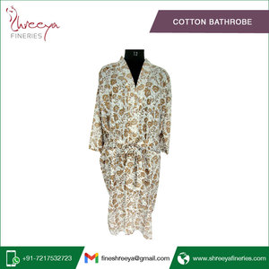Ensemble de peignoirs à col en V 100% coton pour femmes marque privée imprimé fermeture à cordon longueur au genou vêtements de nuit d'hiver-pour le printemps été - Product Image 4