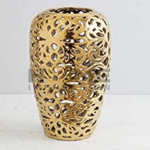 Luxury <b>Gold</b> Plated Metal Fancy Flower <b>Vase</b> - Product Image 4