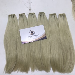 Lot de 60 mèches naturelles blondes, cheveux humains vierges épais de couleur 12A, cheveux crus du Vietnam, cuticules alignés, vente en gros, tendance 2020 - Product Image 4