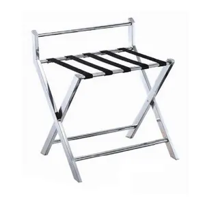 New Style Folding Stainless Steel Tray Stand Rack Metal Luggage Rack For Hotel
